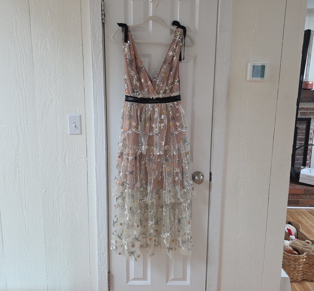 Self-Portrait Star Mesh Midi Dress NWT